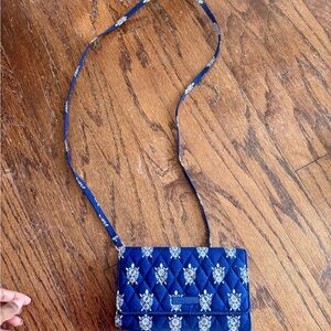 Vera Bradley Blue Floral Crossbody Bag Turtle Print